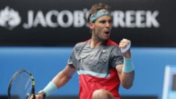 Nadal celebra su pase a cuartos.