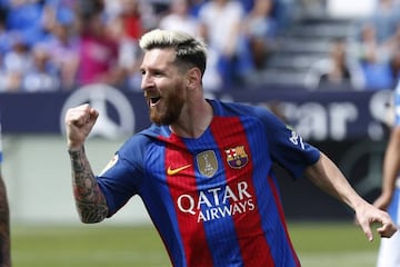 Messi celebrates the opening goal