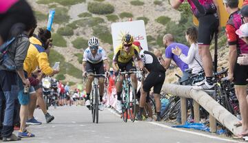 Primoz Roglic y Alejandro Valverde.