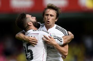 Celebración del gol de Modric.