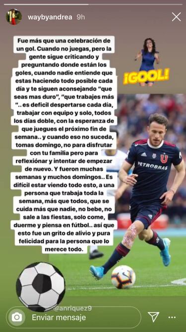 El mensaje de la novia de Henríquez tras su gol a la UC