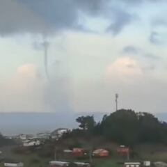 Captan impresionante tromba marina en la costa de Puerto Saavedra: nuevo fenómeno meteorológico