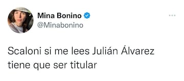 El presagio de Mina Bonino con la revelación del Mundial. TWITTER.