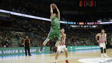 Unicaja Malaga and Olympiacos Piraeus at Martin Carpena Arena on March 30, 2018 in Malaga, Spain.