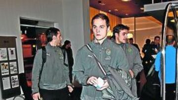 <b>OPTIMISTAS. </b>El Valladolid llegó a Madrid con la aspiración de pescar en río revuelto. Nano, Prieto y Pedro León encabezaban la expedición.