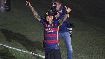 Daniel Alves, en la celebraci&oacute;n del Bar&ccedil;a.