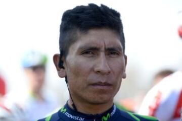 Movistar's Colombian rider Nairo Quintana looks on prior the start of the 172,1km Girona to La Molina third stage of the 96th Volta Catalunya, in Girona on March 23, 2016.

 / AFP PHOTO / JOSEP LAGO