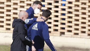 Atienza, junto a Javi Ros, esta ma&ntilde;ana en la Ciudad Deportiva.