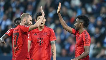 Kingsley Coman celebra un gol con sus compa?eros.