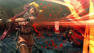 Captura de pantalla de Ochenabara Z: Kagura, juego hack and slash donde la premisa es tan simple como parece, controla a una joven semidesnuda mientras acabas con cientos de zombis de la forma más sangrienta posible.