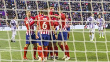 El Atl&eacute;tico celebra el 0-2 de Griezmann en Zorrilla.