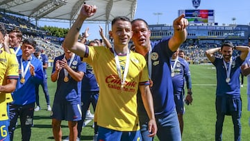 Alvaro Fidalgo and Andre Soares Jardine head coach of America during the game between America and Tigres UANL as part Super Copa MX, Liga BBVA MX match, at the Dignity Health Sports Park, Stadium, on June 30, 2024 in Los Angeles, California, United States.