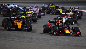 Sainz y Verstappen se tocaron en Bahr&eacute;in. 