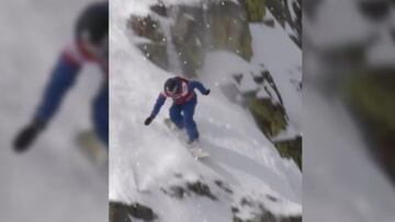 Xavier de le Rue, bajada en snowboard durante el Freeride World Tour, en 2012.