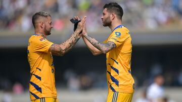 Durante el partido Pumas UNAM vs Tigres UANL, correspondiente a la jornada 03 del Torneo Clausura Grita Mexico C22 de la Liga BBVA MX, en el Estadio Olimpico Universitario, el 23 de enero de 2022.