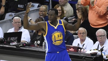 Draymond Green protesta una falta en el cuarto partido de las Finales entre Cleveland Cavaliers y Golden State Warriors.