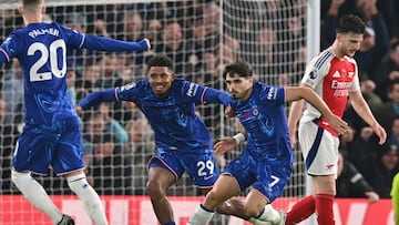 The Blues and Gunners fall nine points behind league leaders Liverpool as Pedro Neto’s strike cancels out Gabriel Martinelli’s opener.