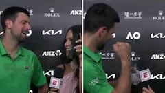 Le pasan una videollamada a Djokovic en plena entrevista tras eliminar a Sinner y es otra leyendaza del tenis: momentazo
