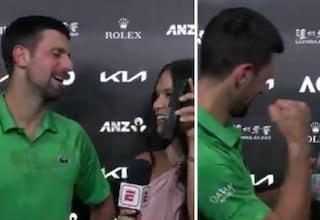 Le pasan una videollamada a Djokovic en plena entrevista tras eliminar a Sinner y es otra leyendaza del tenis: momentazo