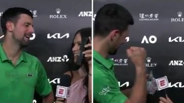 Le pasan una videollamada a Djokovic en plena entrevista tras eliminar a Sinner y es otra leyendaza del tenis: momentazo