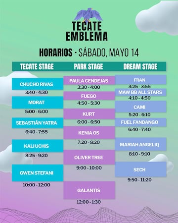 Horarios sábado Tecate Emblema