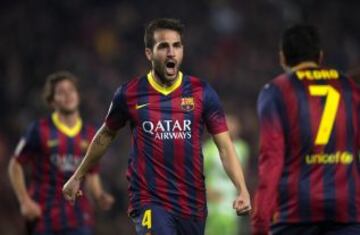 Copa del Rey. Barcelona-Getafe. 1-0. Cesc celebra el primer tanto.