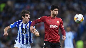 Gonzalo Guedes contra Aritz Elustondo en Anoeta.