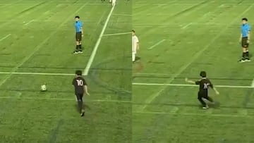 Hijo pequeño de Messi marca golazo de tiro libre