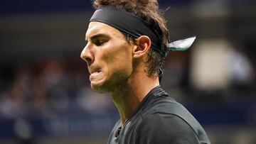 Rafa Nadal reacciona tras un punto durante su partido ante Taro Daniel en el US Open 2017 en el USTA Billie Jean King National Tennis Center de Nueva York.