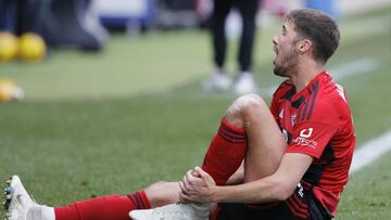 Martón, con visibles gestos de dolor.