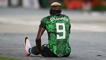 Osimhen laments during a match with Nigeria.