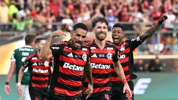 Los jugadores de Flamengo celebran el gol de Danilo.