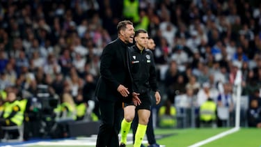 Simeone, en el Real Madrid-Atlético de Liga.