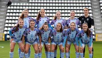 Las jugadoras de la Selecci¨®n espa?ola Sub-23 en el partido ante B¨¦lgica.