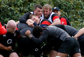 Entrenamiento de la selección de rugby de Inglaterra. 