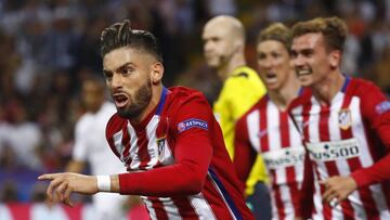 Carrasco celebra el gol conseguido en la final de Milán.