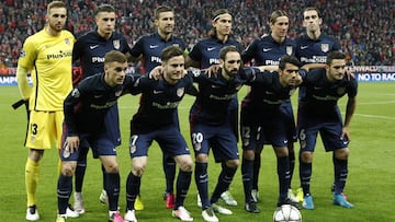 Formación del Atlético ante el Bayern.