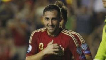 Alcácer, en su debut contra Macedonia en Valencia.