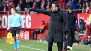 Xavi Hernandez during the match between Girona FC and FC Barcelona, corresponding to the week 19 of the Liga Santander, played at the 	Municipal Montilivi Stadium, in Girona, on 28th January 2023. (Photo by Joan Valls/Urbanandsport /NurPhoto via Getty Images)