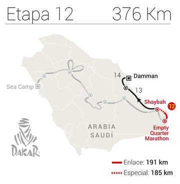 Recorrido Etapa 12 Dakar 2023.