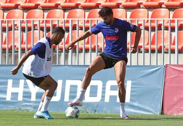 Costa en la sesión del Atlético.