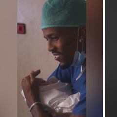 El momento más esperado: Militao rompe a llorar al ver nacer a su hija