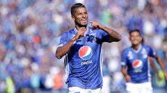 C&eacute;sar Carrillo celebrando un gol con Millonarios.