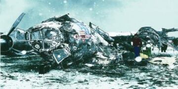 The wreckage of British European Airways Flight 609.
