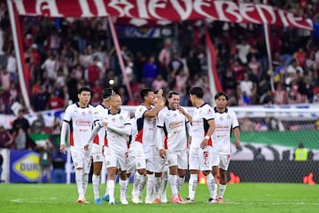 during the game between Atlas and Guadalajara as part of the Pacific Cup at Jalisco Stadium on December 27, 2024 in Guadalajara, Jalisco, Mexico.