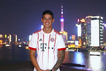 James durante la pretemporada del Bayern Múnich en Shanghai