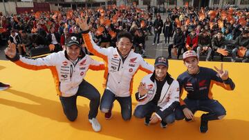 Bou, Fujinami, Pedrosa y M&aacute;rquez en el colegio Salesianos Nuestra Se&ntilde;ora del Pilar de Zaragoza.