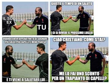 Los memes del saludo de Cristiano Ronaldo y Gonzalo Higuaín, de la Juventus.