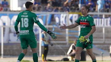 Futbol, Palestino vs Huachipato.
Fecha 7, campeonato Nacional 2023.
El arquero de Palestino Cesar Rigamonti , derecha, durante el partido de primera division contra Huachipato disputado en el estadio Municipal de La Cisterna, Chile.
03/03/2023
Dragomir Yankovic/Photosport
Football, Palestino vs Huachipato.
7nd turn, 2023 National Championship.
Palestino's player Cesar Rigamonti, right, during the first division match against Huachipato at the first division match at the Municipal de La Cisterna in Santiago, Chile.
03/03/2023
Dragomir Yankovic/Photosport