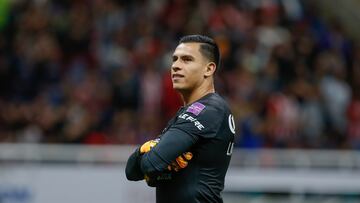 Luis Malagon of America during the round of 16 first leg match between Guadalajara and Club America as part of the CONCACAF Champions Cup 2024, at Akron Stadium on March 06, 2024 in Guadalajara, Jalisco, Mexico.